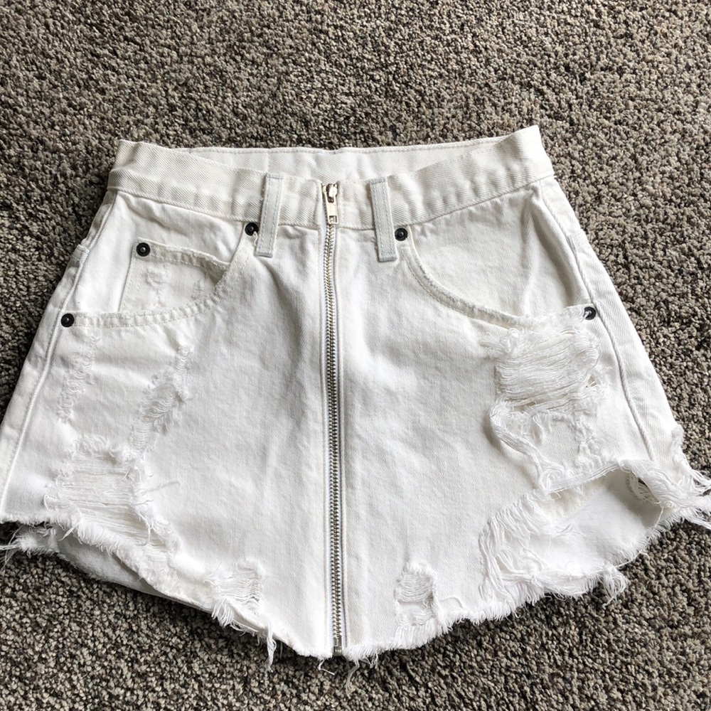 carmar white denim skirt